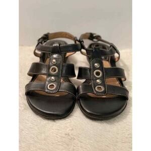 NATURALIZER N5 Comfort Women's Buckle Sandal Black Leather Size 6 M